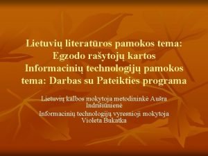 Lietuvi literatros pamokos tema Egzodo raytoj kartos Informacini