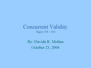 Concurrent Validity Pages 158 164 By Davida R