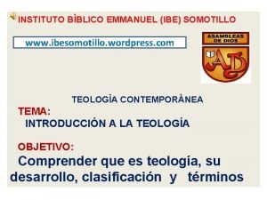 INSTITUTO BBLICO EMMANUEL IBE SOMOTILLO www ibesomotillo wordpress