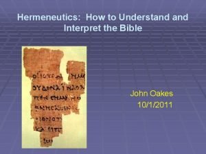 Hermeneutics How to Understand Interpret the Bible John