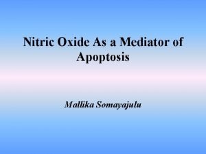 Nitric Oxide As a Mediator of Apoptosis Mallika