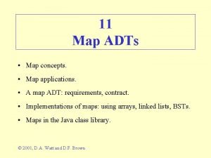 11 Map ADTs Map concepts Map applications A 11 Map ADTs Map concepts Map applications A