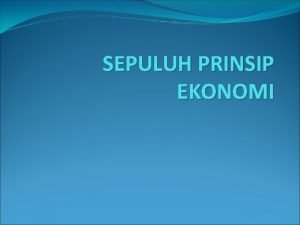 Sepuluh prinsip ekonomi