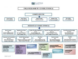 ORGANIGRAMME DU CONSEIL SYNDICAL COMIT EXCUTIF Denis Rousseau