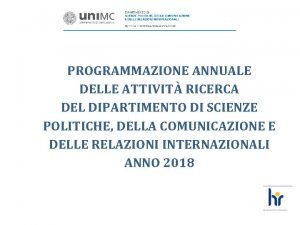 PROGRAMMAZIONE ANNUALE DELLE ATTIVIT RICERCA DEL DIPARTIMENTO DI