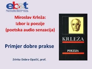 Miroslav Krlea Izbor iz poezije poetska audio senzacija