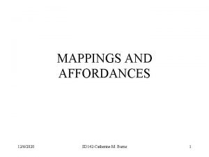 MAPPINGS AND AFFORDANCES 1262020 SD 142 Catherine M