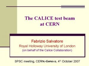 The CALICE test beam at CERN Fabrizio Salvatore