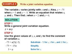 Joint variation formula