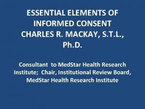 Essential elements of informed consent