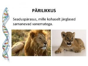 PRILIKKUS Seadusprasus mille kohaselt jrglased sarnanevad vanematega Geneetika