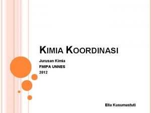 KIMIA KOORDINASI Jurusan Kimia FMIPA UNNES 2012 Ella