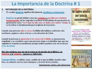 Importancia de la doctrina social de la iglesia Importancia de la doctrina social de la iglesia