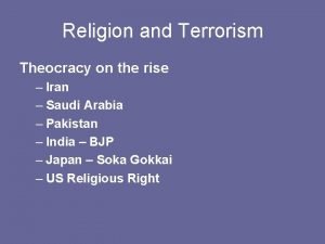 Religion and Terrorism Theocracy on the rise Iran