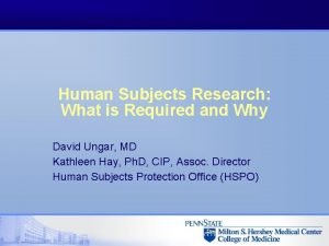 Human Subjects Research What is Required and Why