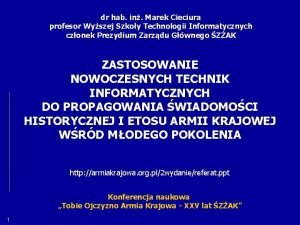 dr hab in Marek Cieciura profesor Wyszej Szkoy