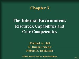 Chapter 3 The Internal Environment Resources Capabilities and