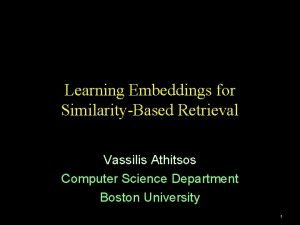 Learning Embeddings for SimilarityBased Retrieval Vassilis Athitsos Computer