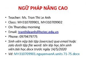 NG PHP N NG CAO Teacher Ms Tran