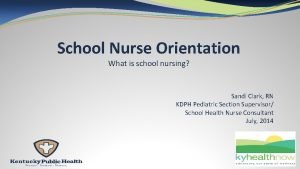 School Nurse Orientation What is school nursing Sandi