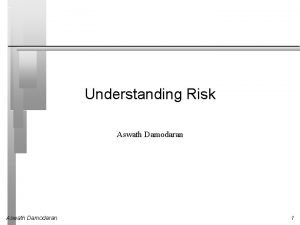Understanding Risk Aswath Damodaran 1 What is Risk