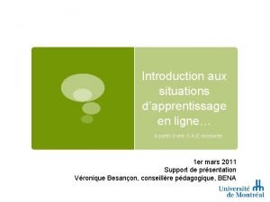 Introduction aux situations dapprentissage en ligne partir dune