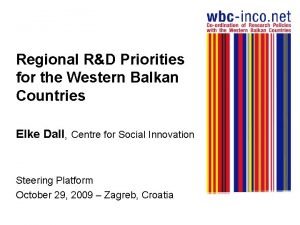 Regional RD Priorities for the Western Balkan Countries