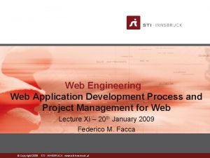 Web Engineering Web Application Development Process and Project