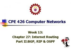 CPE 426 Computer Networks Week 13 Chapter 27