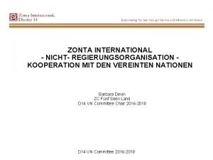 ZONTA INTERNATIONAL NICHT REGIERUNGSORGANISATION KOOPERATION MIT DEN VEREINTEN