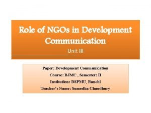 Role of ngos in development communication