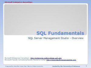 Microsoft Enterprise Consortium SQL Fundamentals SQL Server Management