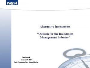 Outlook for alternative investments