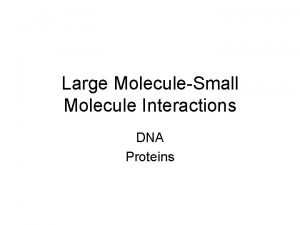 Large MoleculeSmall Molecule Interactions DNA Proteins Targeting DNA