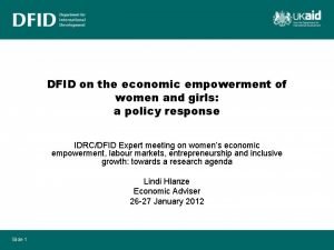 DFID on the economic empowerment of women and