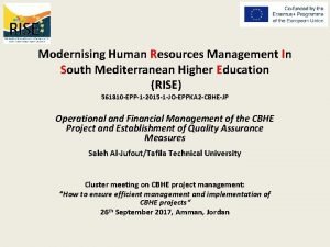 Modernising Human Resources Management In South Mediterranean Higher