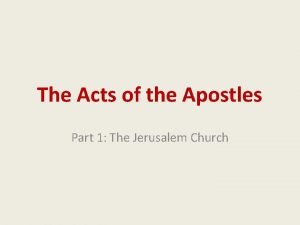 The acts of the apostles part 1