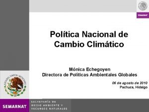 Poltica Nacional de Cambio Climtico Mnica Echegoyen Directora