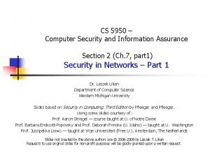 CS 5950 Computer Security and Information Assurance Section