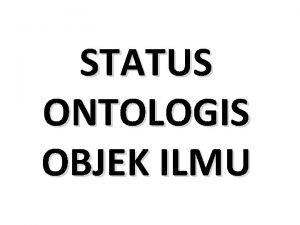 Status ontologis objek ilmu
