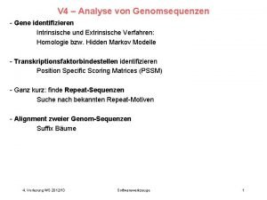 V 4 Analyse von Genomsequenzen Gene identifizieren Intrinsische