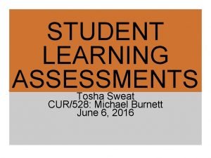 STUDENT LEARNING ASSESSMENTS Tosha Sweat CUR528 Michael Burnett