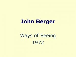 John Berger Ways of Seeing 1972 Printing from
