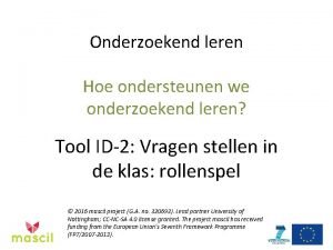 Tool onderzoekend leren Tool onderzoekend leren