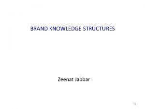 BRAND KNOWLEDGE STRUCTURES Zeenat Jabbar 7 1 Figure