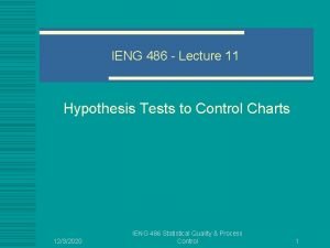IENG 486 Lecture 11 Hypothesis Tests to Control