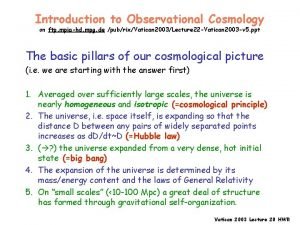 Introduction to Observational Cosmology on ftp mpiahd mpg