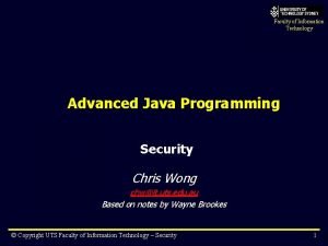 Faculty of Information Technology Advanced Java Programming Security