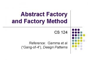 Abstract Factory and Factory Method CS 124 Reference
