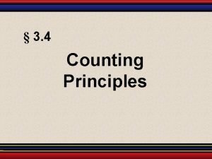 Counting principle examples Counting principle examples